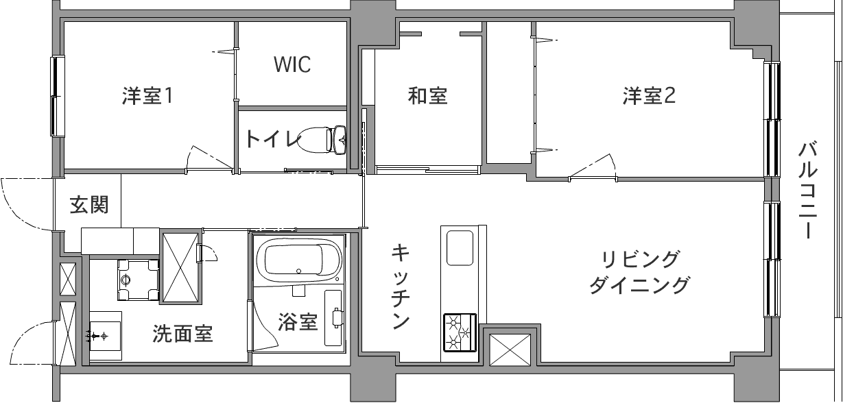 中古マンションのリノベーション前の間取り図