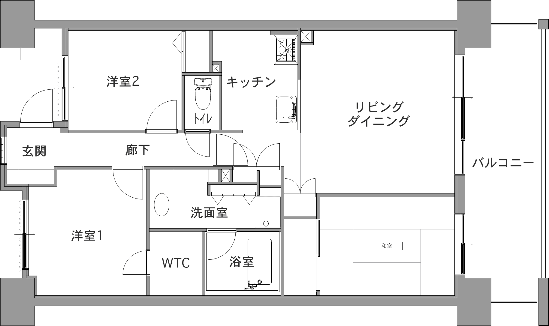 中古マンションのリノベーション前の間取り図