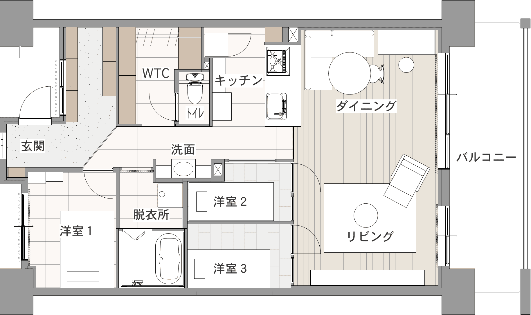 中古マンションのリノベーション後の間取り図
