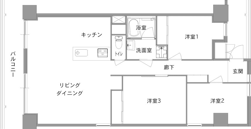 中古マンションのリノベーション前の間取り図