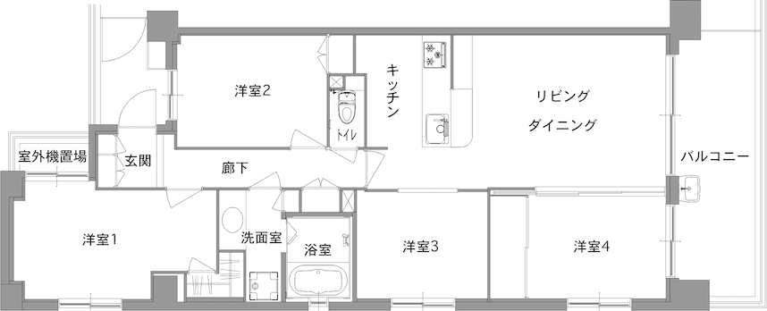 中古マンションのリノベーション前の間取り図