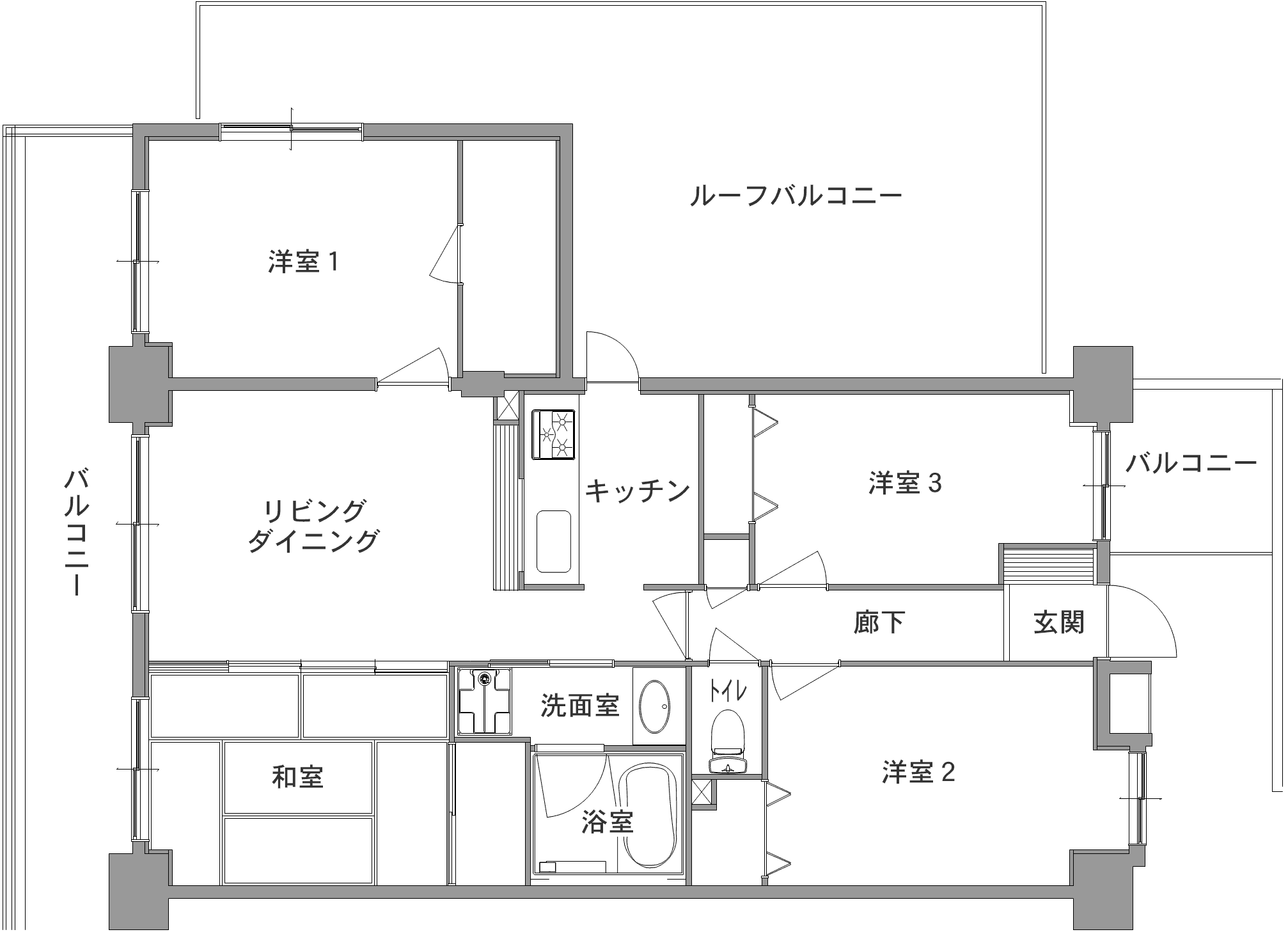 中古マンションのリノベーション前の間取り図