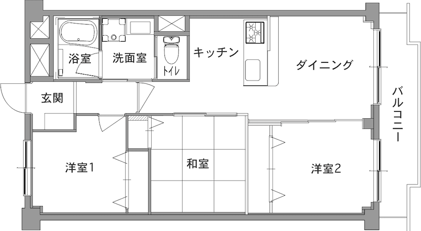 中古マンションのリノベーション前の間取り図