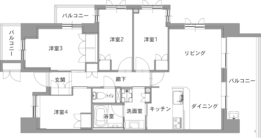中古マンションのリノベーション前の間取り図