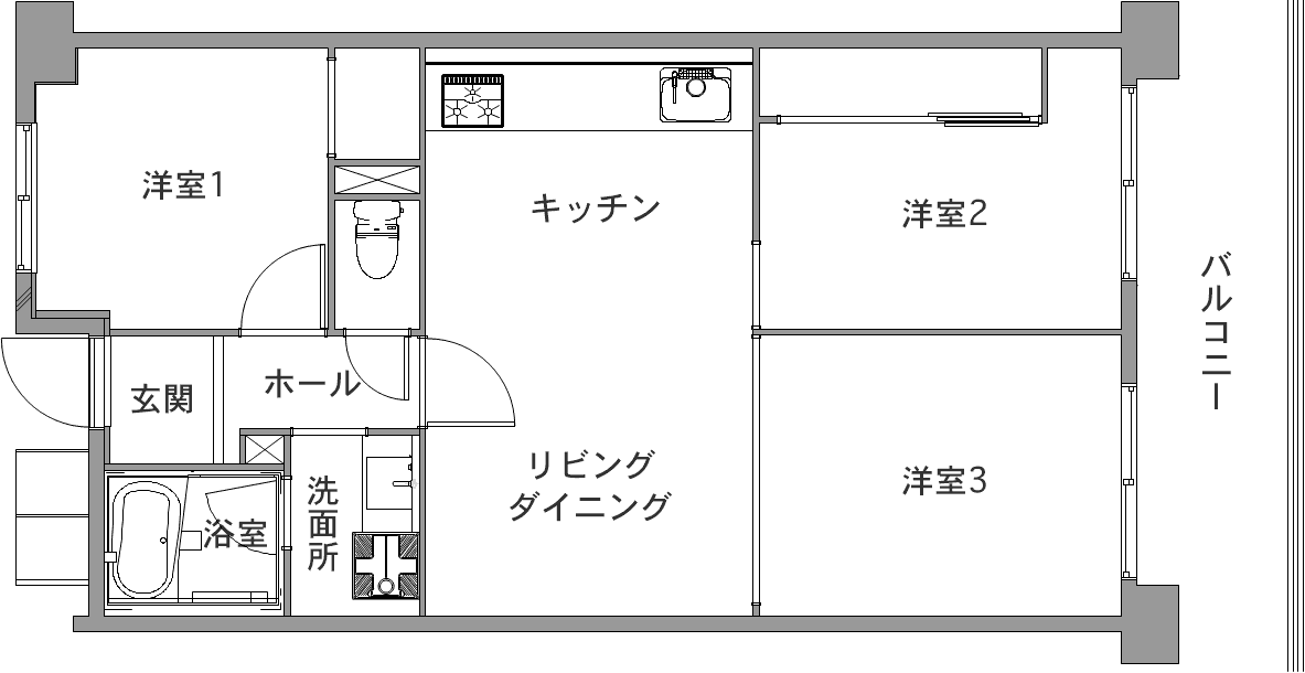 中古マンションのリノベーション前の間取り図